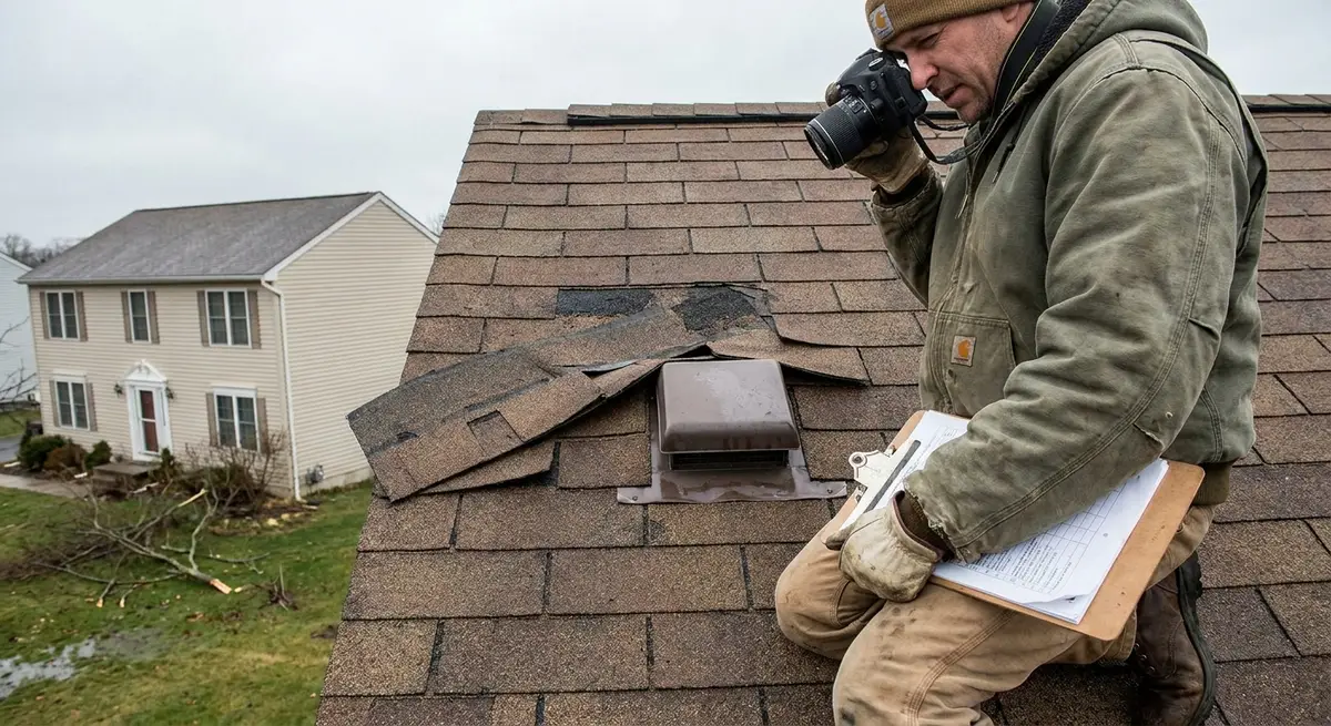 Storm damage roof inspection for an insurance claim in Delaware