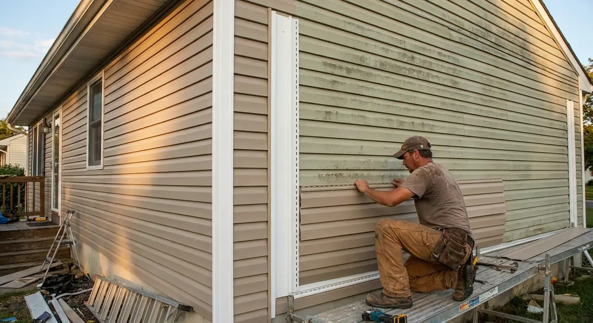 Vinyl siding replacement and trim work on a Delaware home